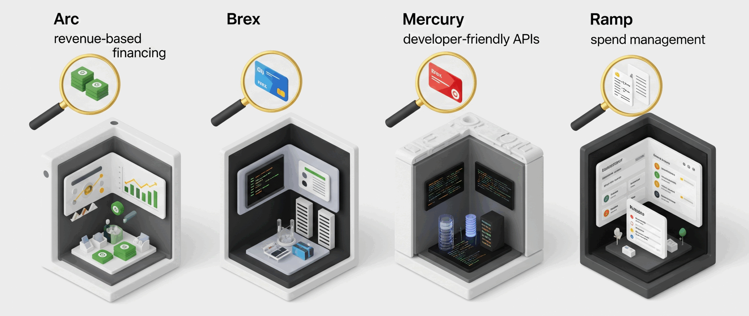 compare arc brex ramp mercury featurees alternatives pricing